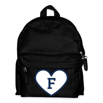 Lettre f cœur sport tendance bleu - idée cadeau - Sac à dos Enfant - noir - Devant