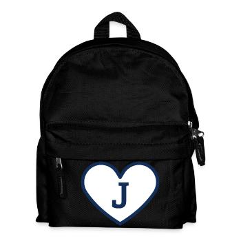 Lettre j cœur sport tendance bleu - idée cadeau - Sac à dos Enfant - noir - Devant