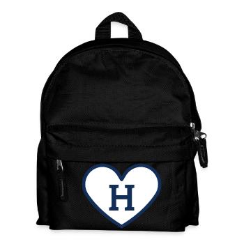 Lettre h cœur sport tendance bleu - idée cadeau - Sac à dos Enfant - noir - Devant