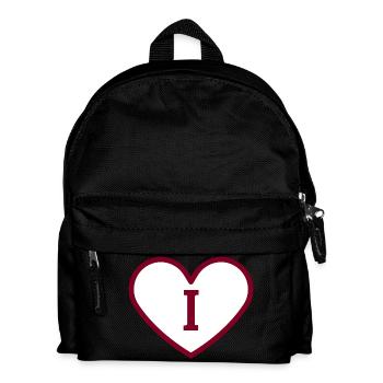 Buchstabe i Herz Sport Trend Burgund - Geschenkidee - Kinder Rucksack - Schwarz - Vorne