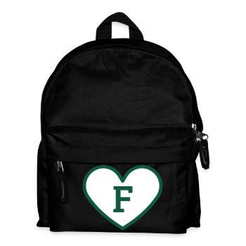 Lettre f cœur sport tendance vert - idée cadeau - Sac à dos Enfant - noir - Devant
