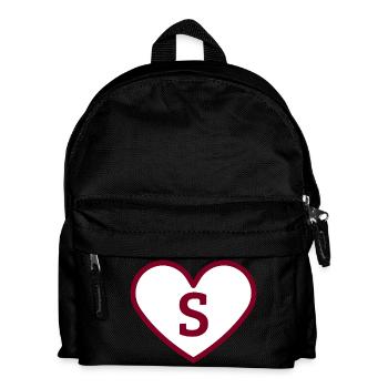 Letter s heart sport trend burgundy - gift idea - Kids' Backpack - black - Front