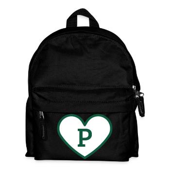 Lettre p cœur sport tendance vert - idée cadeau - Sac à dos Enfant - noir - Devant