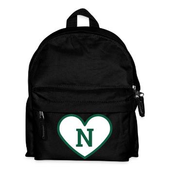 Lettre n cœur sport tendance vert - idée cadeau - Sac à dos Enfant - noir - Devant