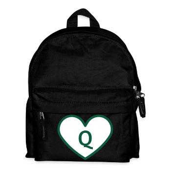 Lettre q cœur sport tendance vert - idée cadeau - Sac à dos Enfant - noir - Devant