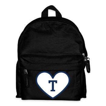 Lettre t cœur sport tendance bleu - idée cadeau - Sac à dos Enfant - noir - Devant