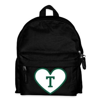 Lettre t cœur sport tendance vert - idée cadeau - Sac à dos Enfant - noir - Devant