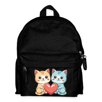 Katze Paar Liebe Valentinstag - Kinder Rucksack - Schwarz - Vorne