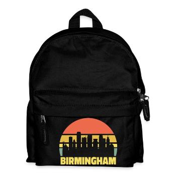 Birmingham Skyline Retro Vintage Silhouette - Kids' Backpack - black - Front