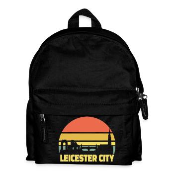 Leicester City Retro Skyline Silhouette - Kinder Rucksack - Schwarz - Vorne