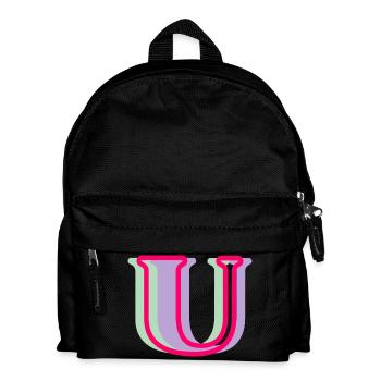 Mehrfarbiger Buchstabe u - Kinder Rucksack - Schwarz - Vorne