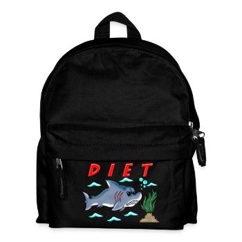 Lustige Diät Cartoon Hai Humor Sarkastisches Design - Kinder Rucksack - Schwarz - Vorne