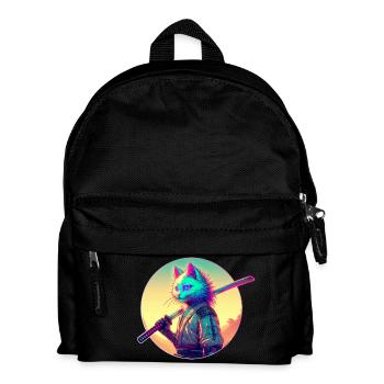 Cyberpunk Chat Samouraï Anime - Sac à dos Enfant - noir - Devant