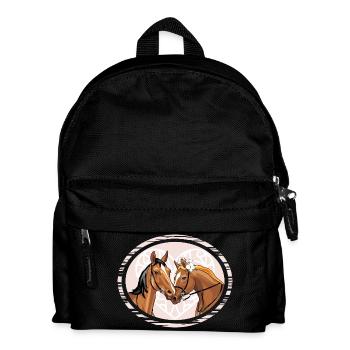 Porträt von liebenden Pferden in einem dekorativen Rahmen - Kinder Rucksack - Schwarz - Vorne