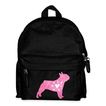 Mops Herz Liebe Fell Hund Wauwau rosa Tierliebe - Kinder Rucksack - Schwarz - Vorne