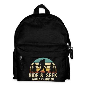 Versteck-Weltmeister – Funny Bigfoot - Kinder Rucksack - Schwarz - Vorne