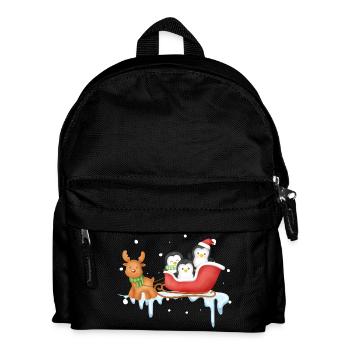Promenade en traîneau pingouin au pays des merveilles hivernales - Sac à dos Enfant - noir - Devant