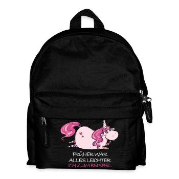 Lustige Dickes Einhorn Spruch Molliges Einhorn - Kinder Rucksack - Schwarz - Vorne