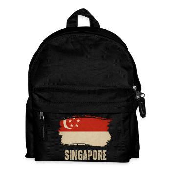Grunge flag of Singapore, I love Singapore - Kids' Backpack - black - Front
