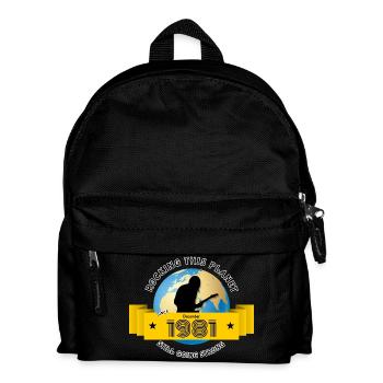 44. Geburtstag Rocking this planet since 12/1981 - Kinder Rucksack - Schwarz - Vorne
