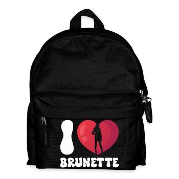 I Love Brunette Heart Silhouette - Kids' Backpack - black - Front