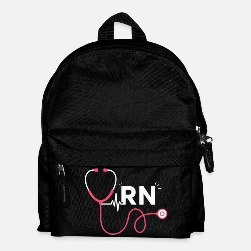 RN Heart Stethoscope Trend Motif - Kids' Backpack - black