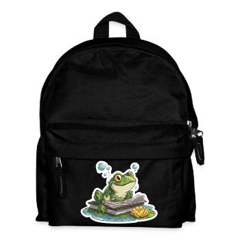 Frosch-Lese-Teich-Bibliothekar-Humor-Lesung - Kinder Rucksack - Schwarz - Vorne
