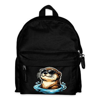 Portrait drôle d’animal de la loutre Animal sauvage cool - Sac à dos Enfant - noir - Devant