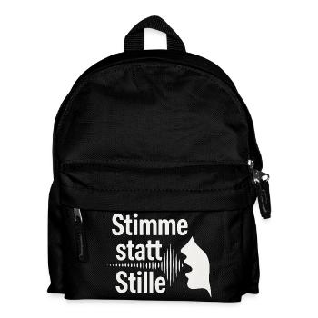 Stimme statt Stille Meinungsfreiheit Spruch - Kinder Rucksack - Schwarz - Vorne