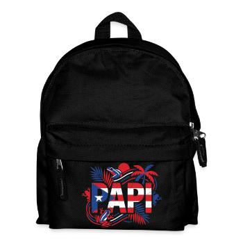 Papi Puerto Rico Flagge Frosch Tropen - Kinder Rucksack - Schwarz - Vorne