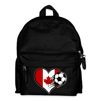 Canada Flag Soccer with Heart - Kids' Backpack - black - Front