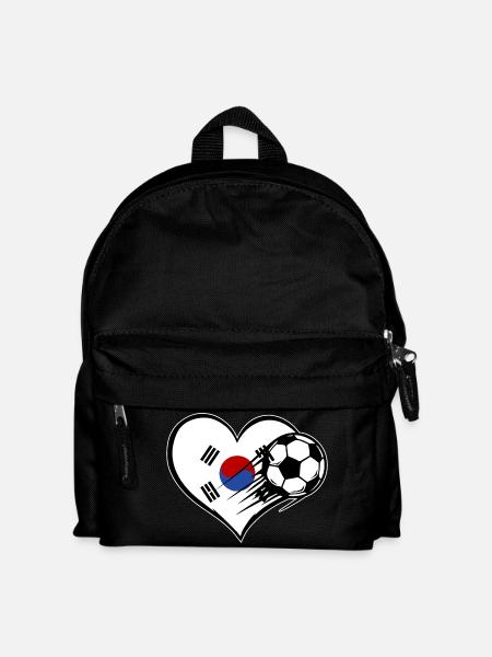 Südkorea Flagge Fußball mit Herz - Kinder Rucksack - Schwarz