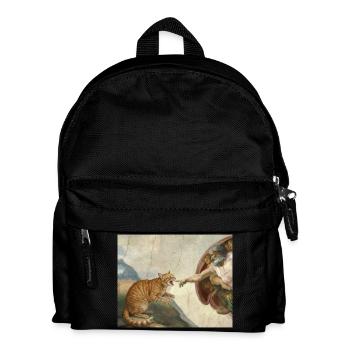 Cat Slaps God's Hand Funny Cats Meme - Kids' Backpack - black - Front