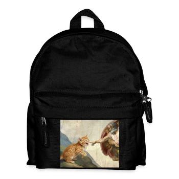 Cat Slaps God's Hand Funny Cats Meme - Kids' Backpack - black - Front