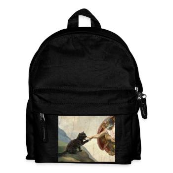 Cat Slaps God's Hand Funny Cats Meme - Kids' Backpack - black - Front