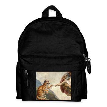 Cat Slaps God's Hand Funny Cats Meme - Kids' Backpack - black - Front