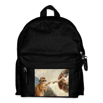 Cat Slaps God's Hand Funny Cats Meme - Kids' Backpack - black - Front