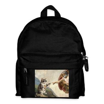 Cat Slaps God's Hand Funny Cats Meme - Kids' Backpack - black - Front
