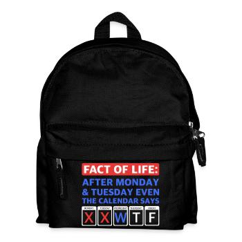 Fact of Life – Wednesday W, Thursday T, Friday F - Kinder Rucksack - Schwarz - Vorne