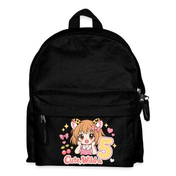 Cute Wild Mädchen Leopardenlook Mit Kirschen - Kinder Rucksack - Schwarz - Vorne
