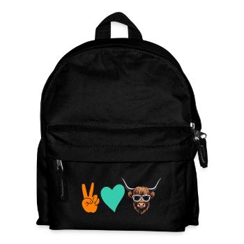 Kuh Rind Hochlandrind - Kinder Rucksack - Schwarz - Vorne