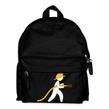 Un pompier avec un tuyau d'eau - Sac à dos Enfant - noir - Devant