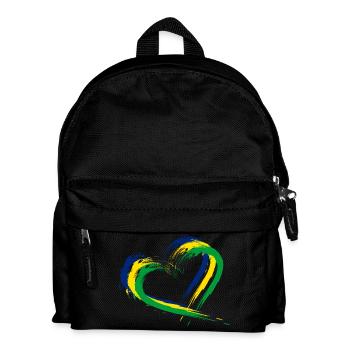 Herz Bürste Flagge Brasilien Fahne Farben Vektor - Kinder Rucksack - Schwarz - Vorne