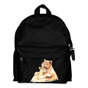Liebevolle Löwen - Mama und Kind umarmen sich - Kinder Rucksack - Schwarz - Vorne