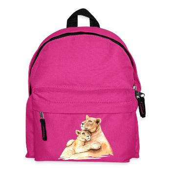 Liebevolle Löwen - Mama und Kind umarmen sich - Kinder Rucksack - Fuchsia - Vorne