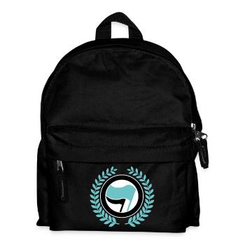 Antifa logo with a wreath - Kids' Backpack - black - Front