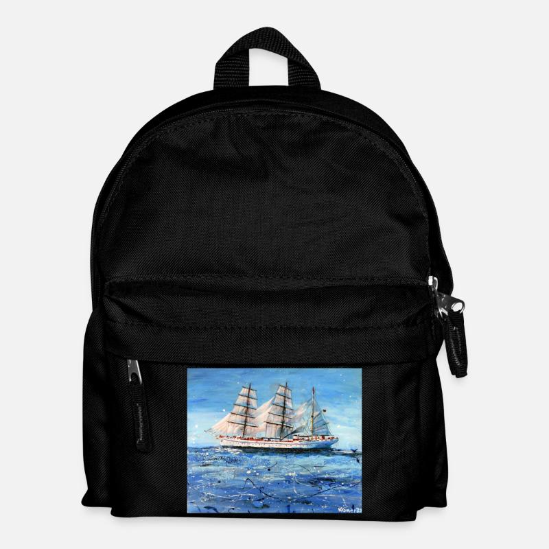 Gorch Fock Segelschiff auf stürmischem Meer - Kinder Rucksack - Schwarz