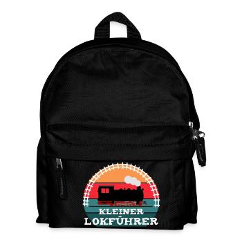 Eisenbahn Kinder Dampflok Lokführer - Kinder Rucksack - Schwarz - Vorne