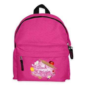 Mehl und Back Zutaten mit Schriftzug Back Königin - Kinder Rucksack - Fuchsia - Vorne