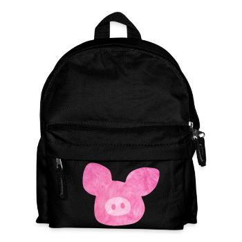 Schwein Kopf Fell Glück rosa Bauernhof Bio Natur - Kinder Rucksack - Schwarz - Vorne
